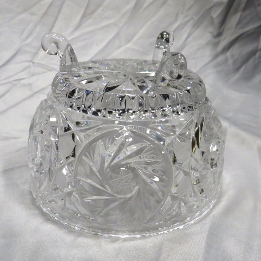Leaded Crystal Footed Candy Dish with Spired Cover -- 11 inches tall! - Picture 3 of 4